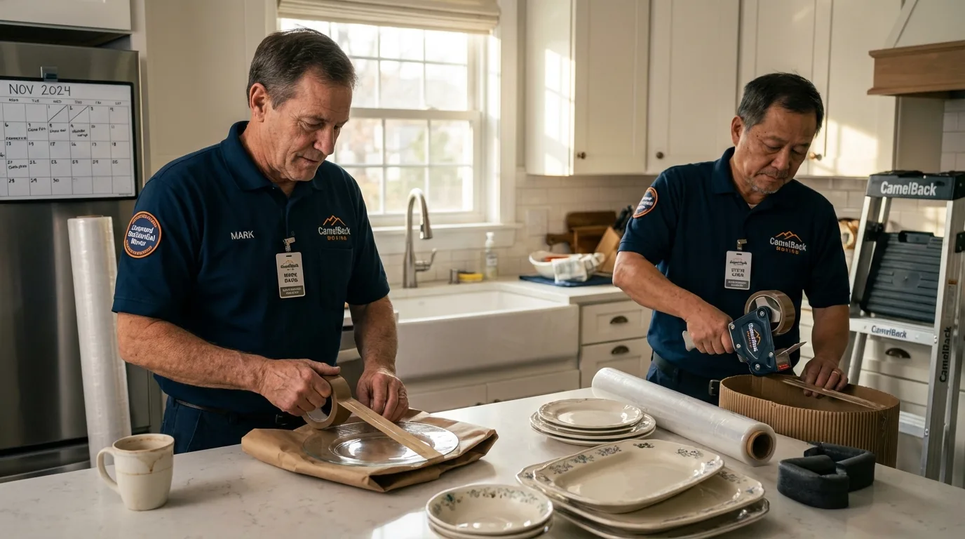 Professional crew packing kitchen dishware in Sioux Center, IA